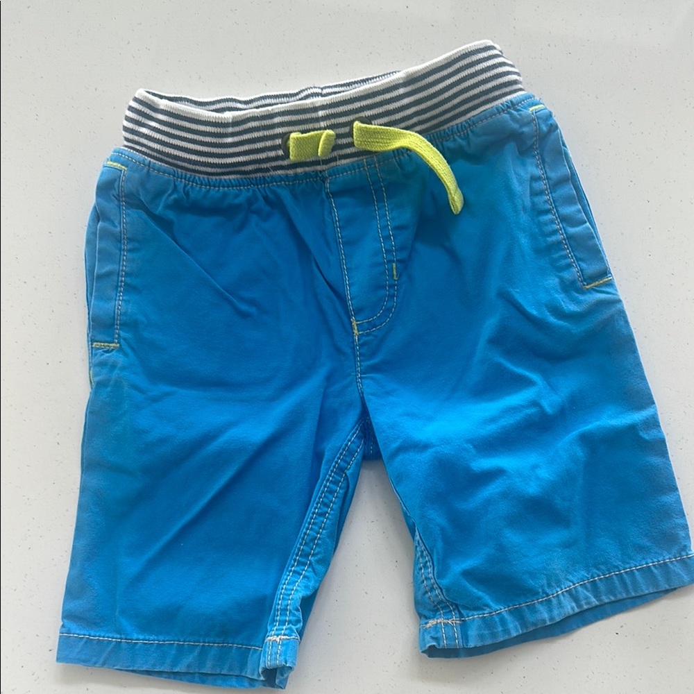 Mini Boden Shorts with Striped Waistband, lime drawstring